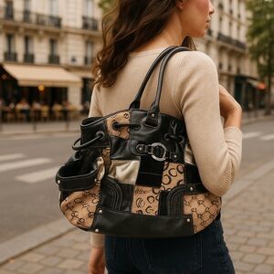 Vintage Sophia Caperelli Leather Patchwork Handbag Signature Logo